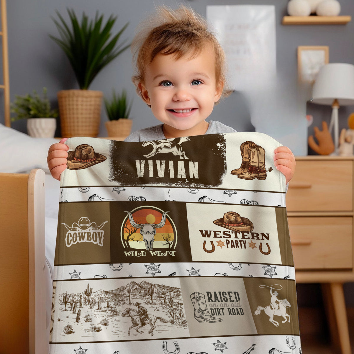 Custom Baby Blankets For Boys, Cowboy Baby Stuff, Western Blanket For Baby Girls, Custom Name Western Nursery Decorations