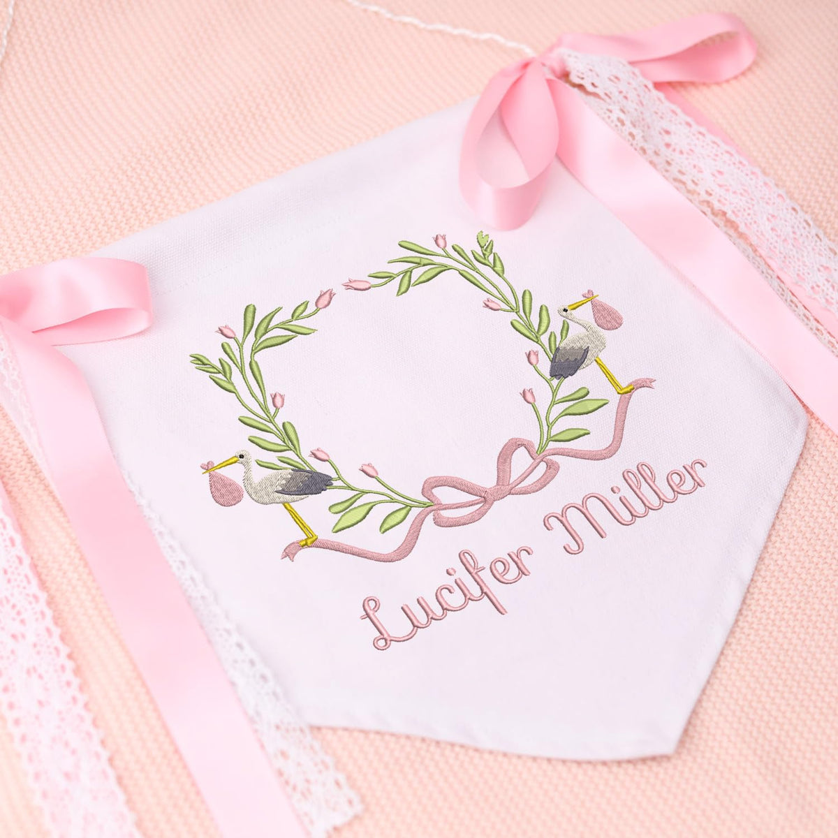 Custom Baby Flag Arrival Announcement Sign, Baby Footprint Sign with Baby Name, Baby Name Reveal, Sign for Hospital, Stork Newborn Name Sign for Nursery Décor