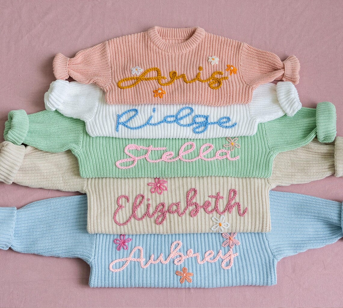 Custom Baby Name Sweate, Embroidered Baby Sweatshirt, Personalized Baby Clothes, Baby Knit Sweater, Kids Jumper, Baby Shower Gifts