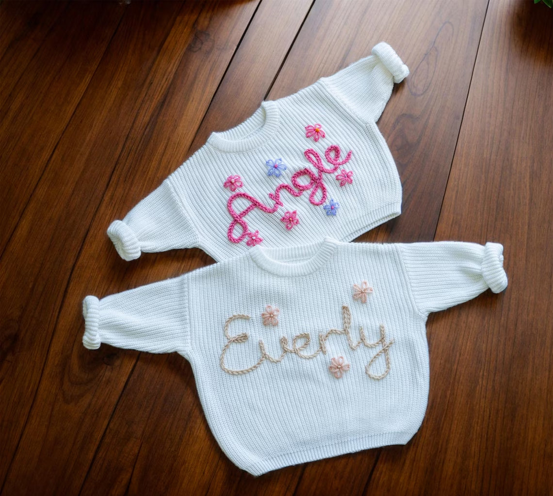 Custom Baby Name Sweate, Embroidered Baby Sweatshirt, Personalized Baby Clothes, Baby Knit Sweater, Kids Jumper, Baby Shower Gifts