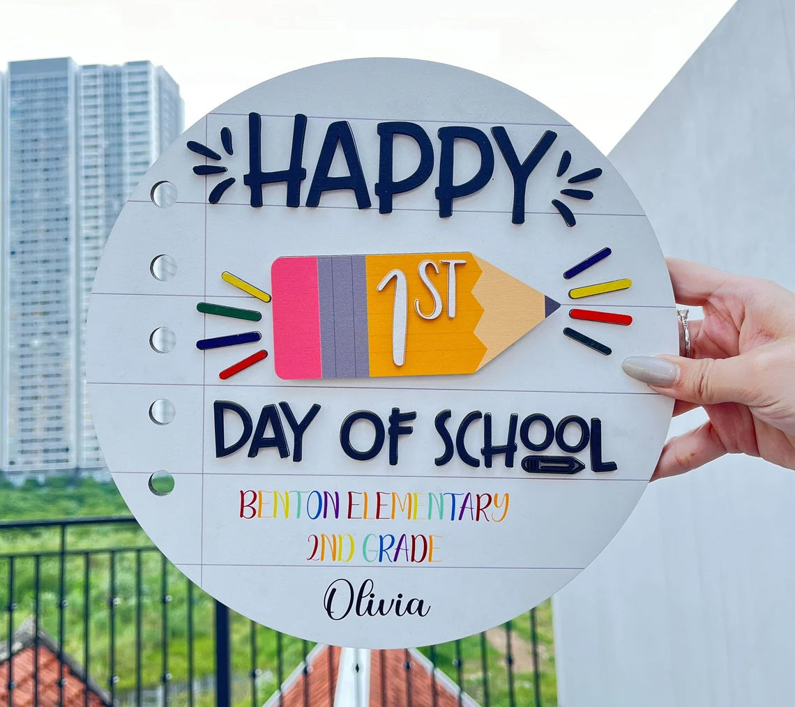 Custom First Day At School Sign, Kids Interchangeable First Day of School Sign, Educational Toys