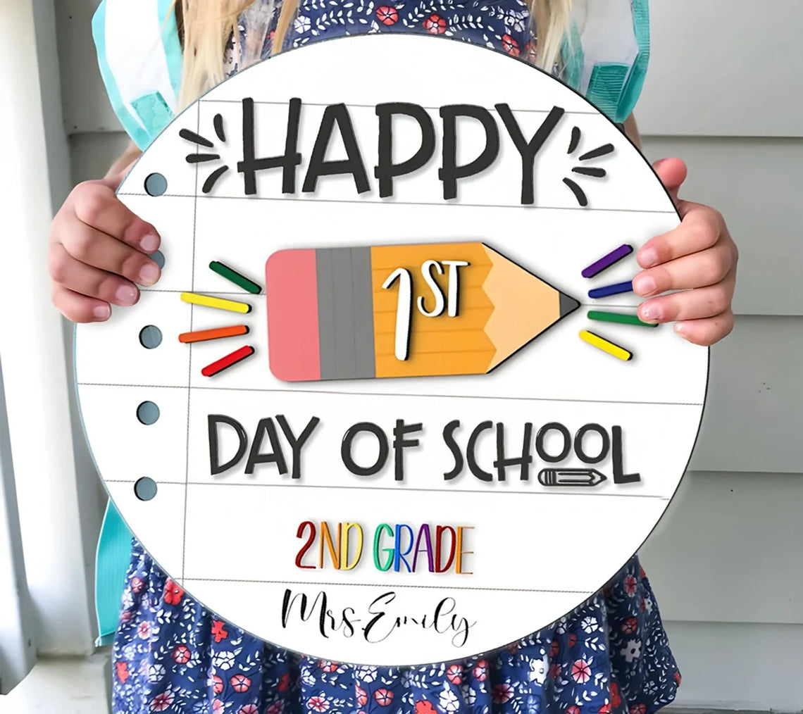 Custom First Day At School Sign, Kids Interchangeable First Day of School Sign, Educational Toys