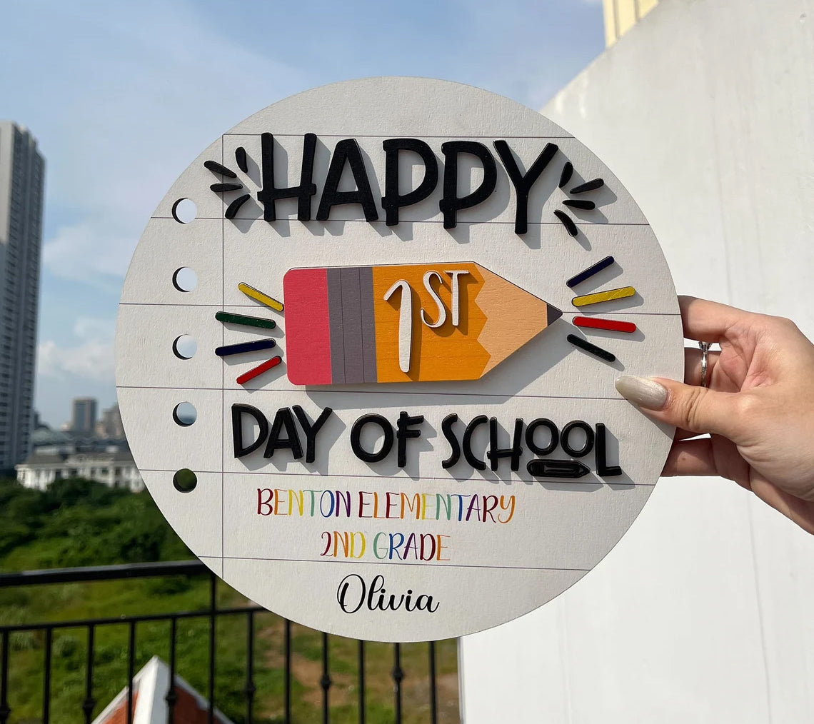 Custom First Day At School Sign, Kids Interchangeable First Day of School Sign, Educational Toys