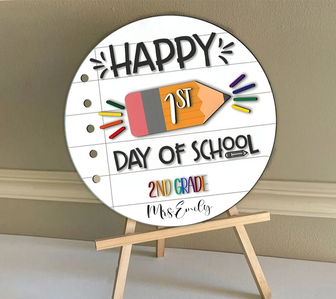 Custom First Day At School Sign, Kids Interchangeable First Day of School Sign, Educational Toys