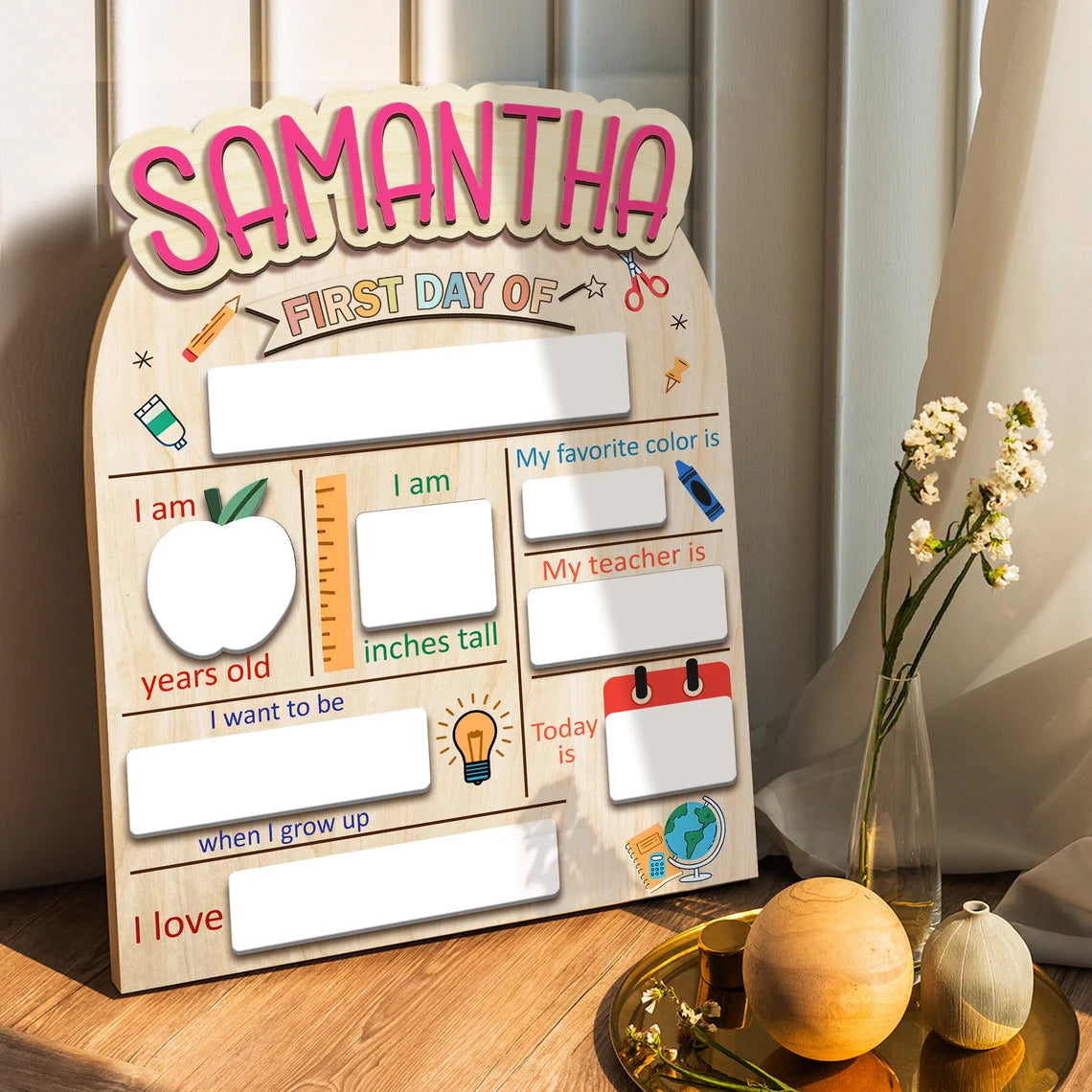 Custom First Day/Last Day of School Sign, Custom Name Sign, Preschool Back To School Dry Erase Sign, 1st Day of School Board
