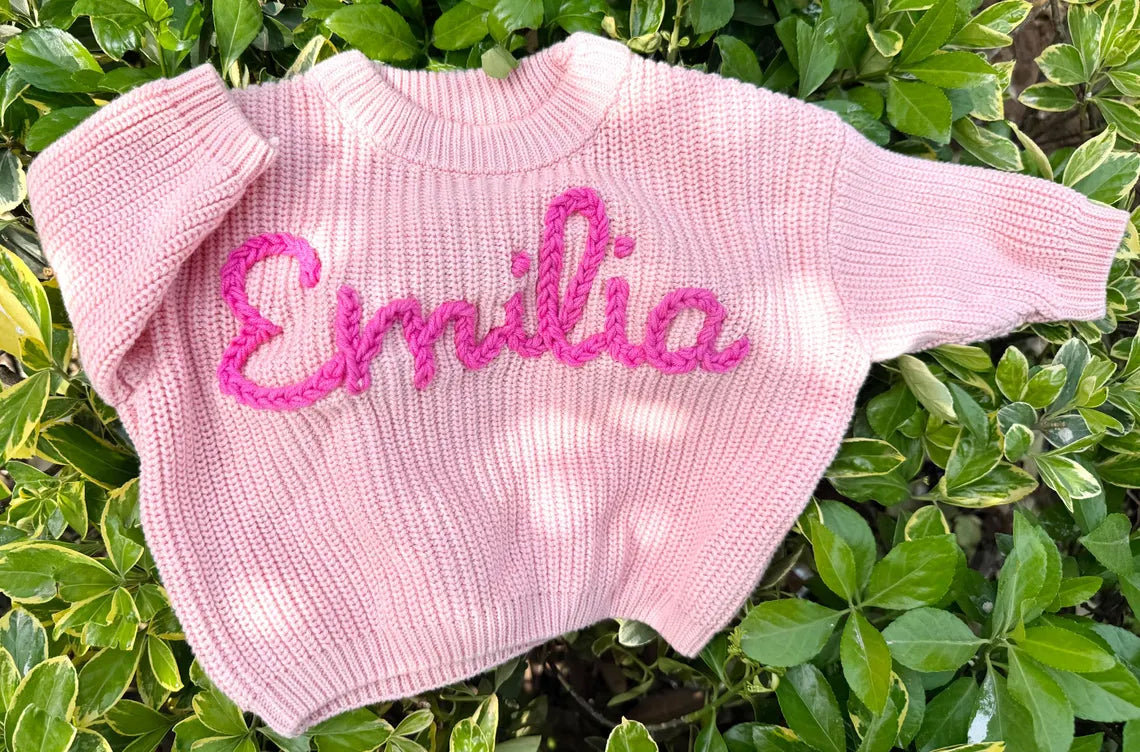 Custom Hand Embroidered Name Sweater Baby, Baby Boy And Girl Name Sweater, Gift For Baby
