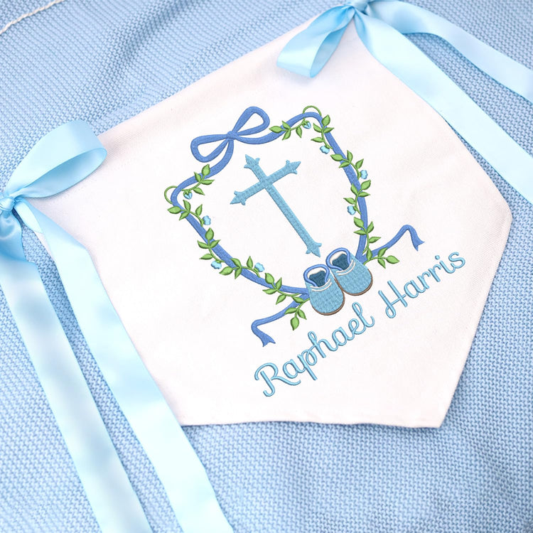 Custom Name Baby Banner with BOWs, Personalized Baby Annoucement Sign, Canvas Hanging Pennant Flag Baby Banner