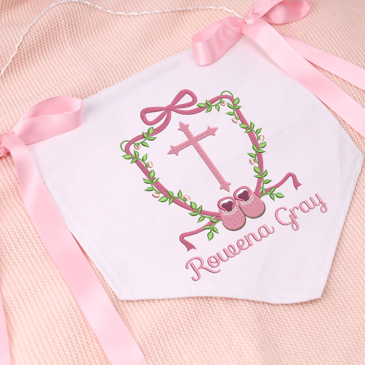 Custom Name Baby Banner with BOWs, Personalized Baby Annoucement Sign, Canvas Hanging Pennant Flag Baby Banner