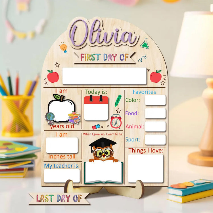 Custom Name Back To School Board, First Day Last Day Of School Sign, 1st Day of School Board, Reusable Back To School Dry Erase Sign