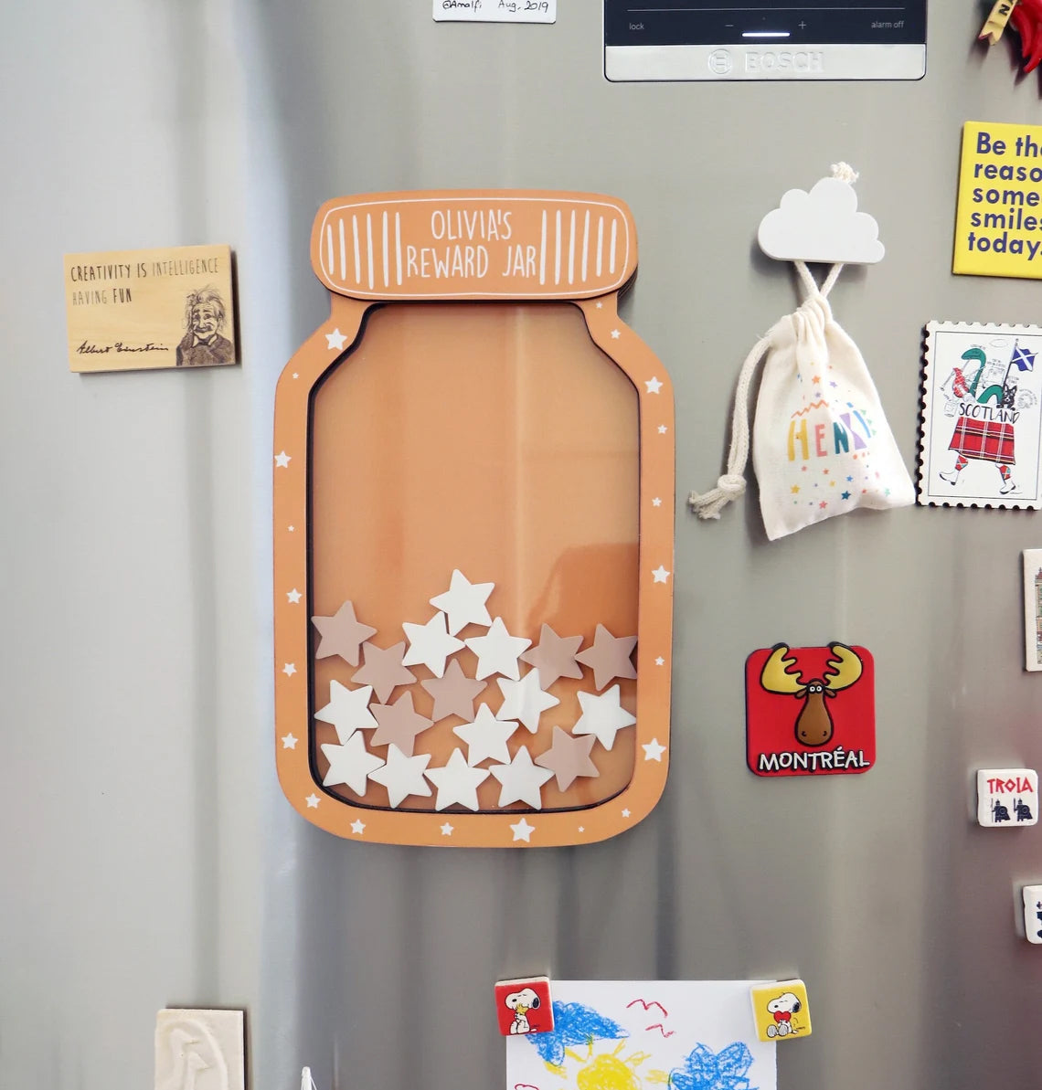 Custom Star Jar With Tokens, Magnetic Classroom Large Rewards Jar with Stars, Back to School Reward Jar For Kids