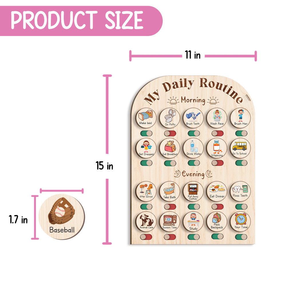 Wooden Daily Routine Chore Chart , To Do Chart For Kids, Daily Chart for Toddlers, Routine Chart for Toddlers, Morning Bedtime Routine Chart for Toddlers