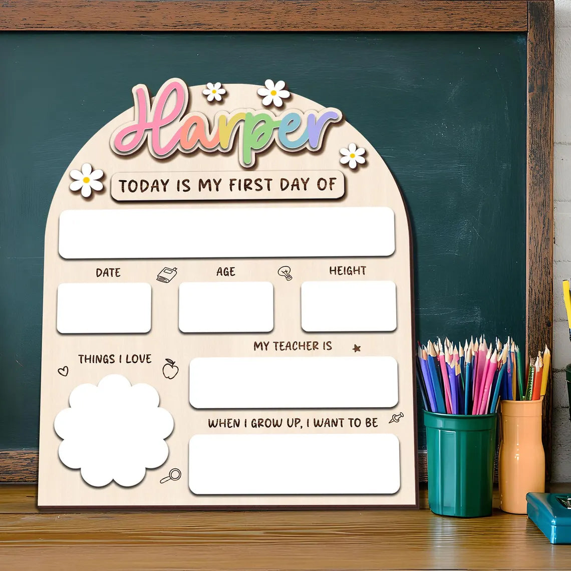 Customized First And Last Day School Sign, Back to School Sign, Gift For Kids, First Day School Wooden School Board