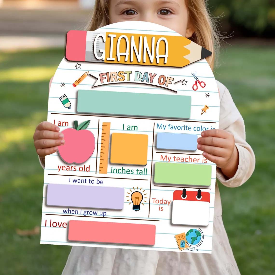 Customized First and Last Day Of School Sign, Custom 1st Day Of School Board, Reusable Back To School Sign, Gift For Kids