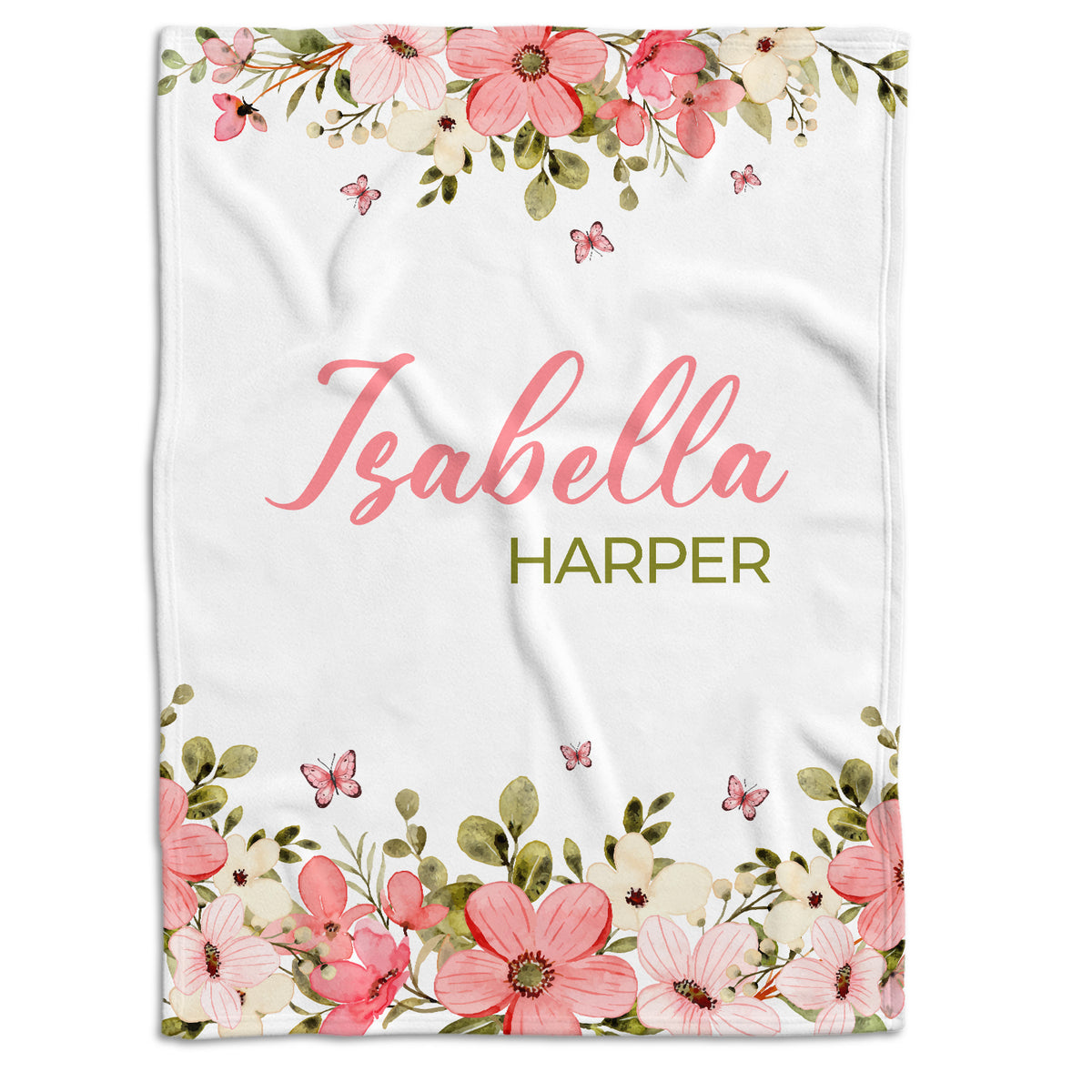 Customized Name Baby Girl Blanket for NewborToddler Nursery Bed Blankets Stroller Crib Shower Gifts, Super Soft Plush Fleece