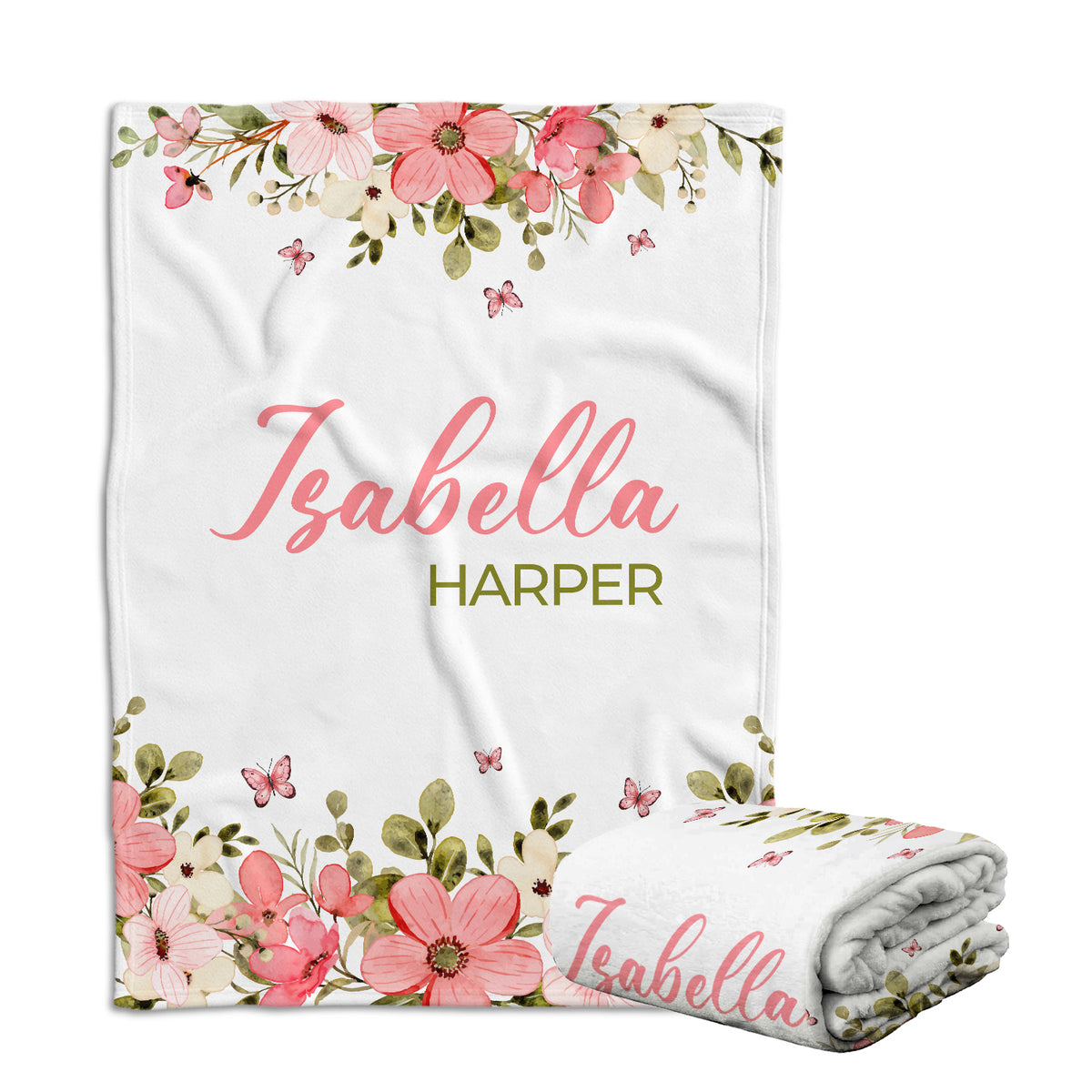Customized Name Baby Girl Blanket for NewborToddler Nursery Bed Blankets Stroller Crib Shower Gifts, Super Soft Plush Fleece