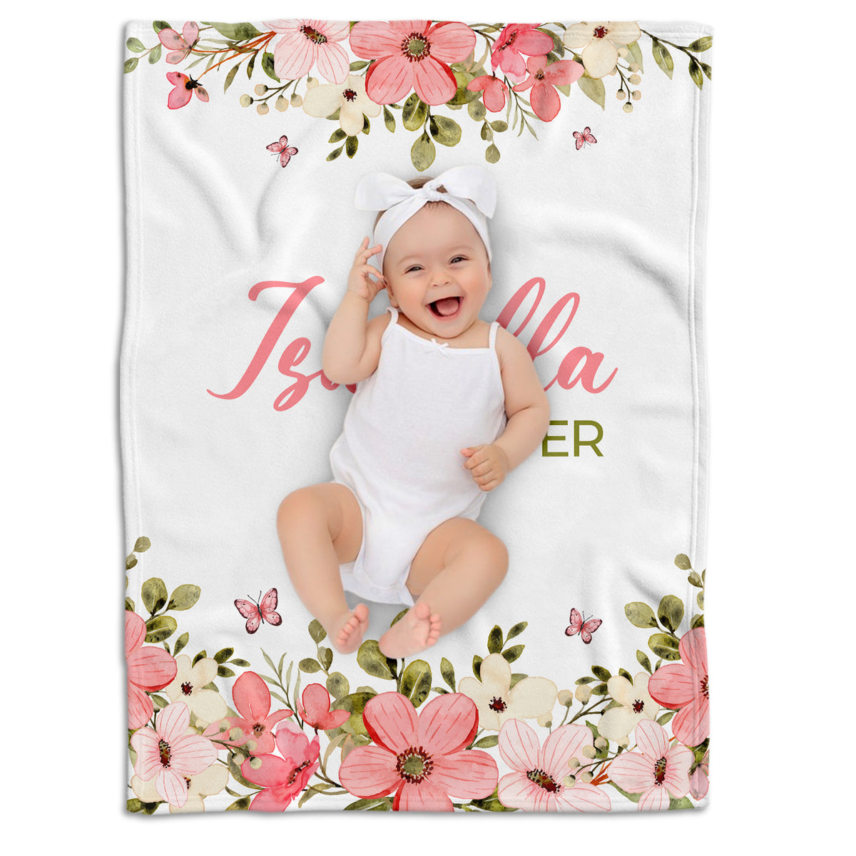 Customized Name Baby Girl Blanket for NewborToddler Nursery Bed Blankets Stroller Crib Shower Gifts, Super Soft Plush Fleece