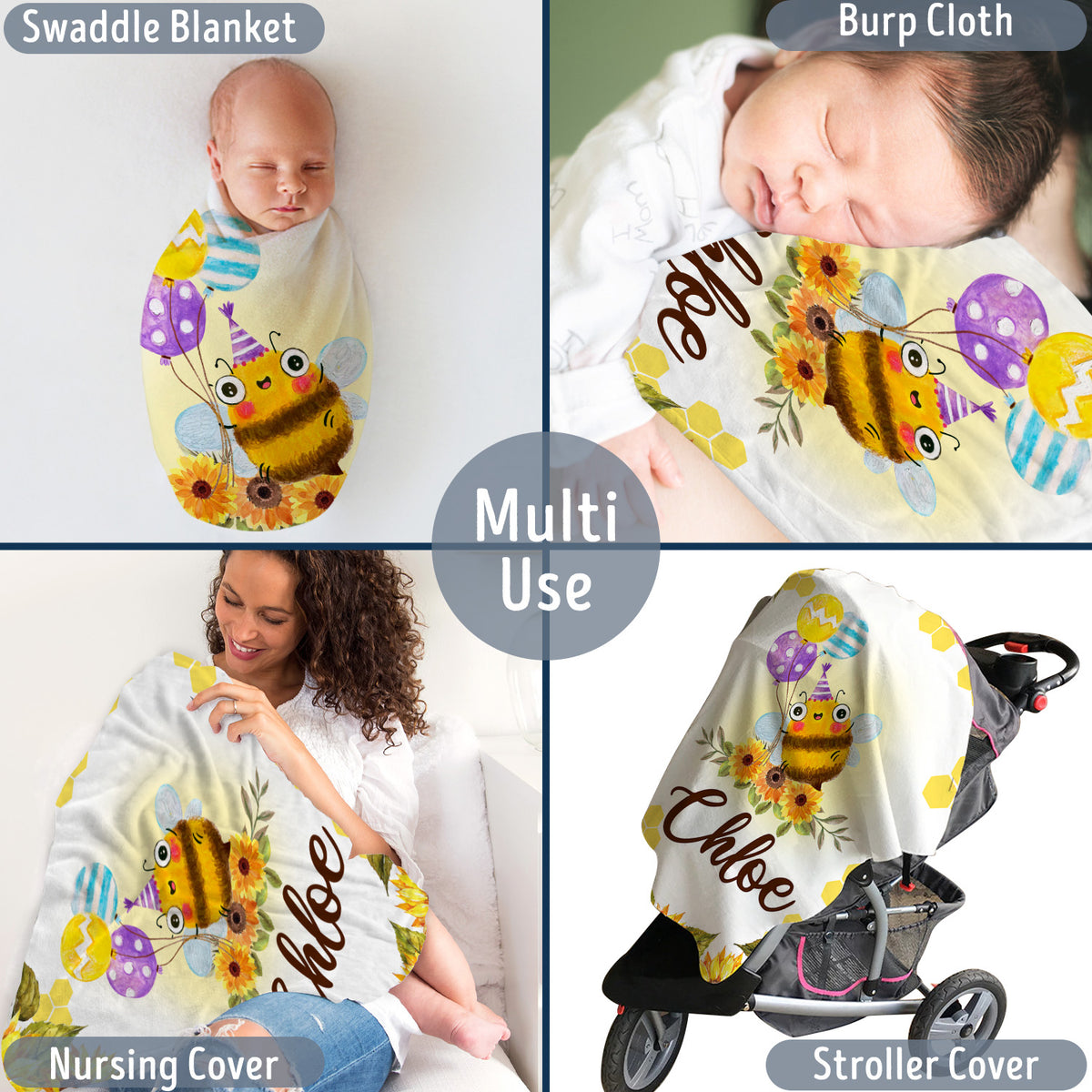 Customized Name Baby Girl Blanket for NewborToddler Nursery Bed Blankets Stroller Crib Shower Gifts, Super Soft Plush Fleece