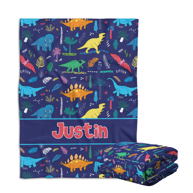 Dinosaur Baby Blankets, Personalized Baby Blankets, 3 Sizes Plush Blankets for Infant Newborn Kid Son Daughter