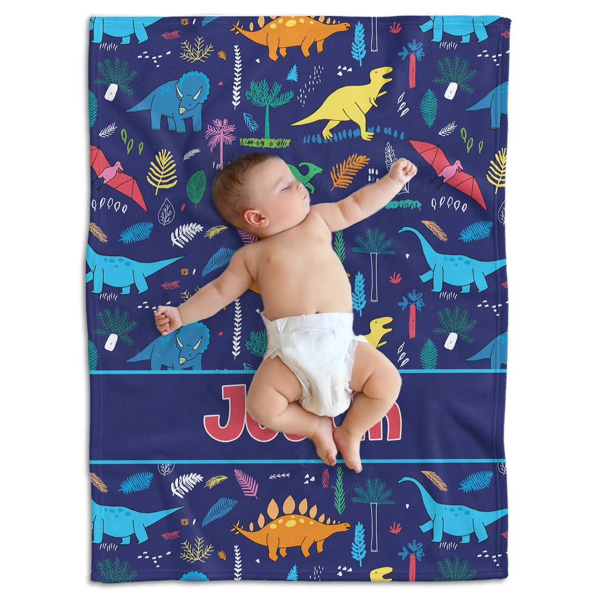 Dinosaur Baby Blankets, Personalized Baby Blankets, 3 Sizes Plush Blankets for Infant Newborn Kid Son Daughter