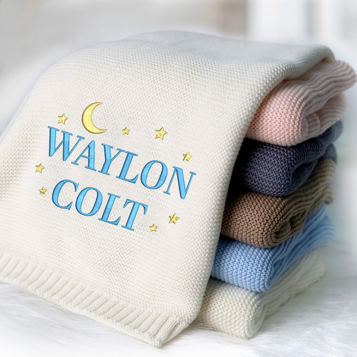 Embroidered Baby Blanket Name, Personalized Baby Blanket with Name for Boys Girls, Strollers Blanket, Car Seat Blanket