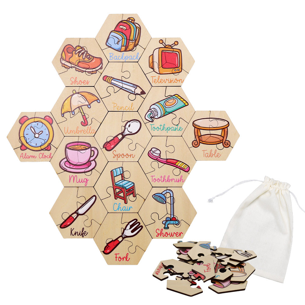 Toddler Wooden Puzzles 15-Piece Learning Set for Ages 2+