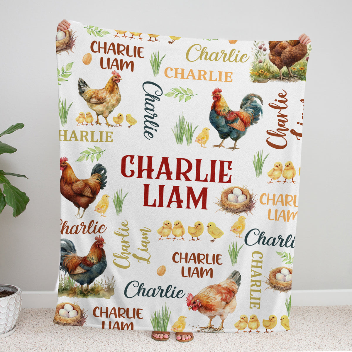 Farm Animals Baby Blanket, Customized Baby Blankets Name for Toddler Baby Nursery Bed Blankets Stroller Crib Shower Gifts