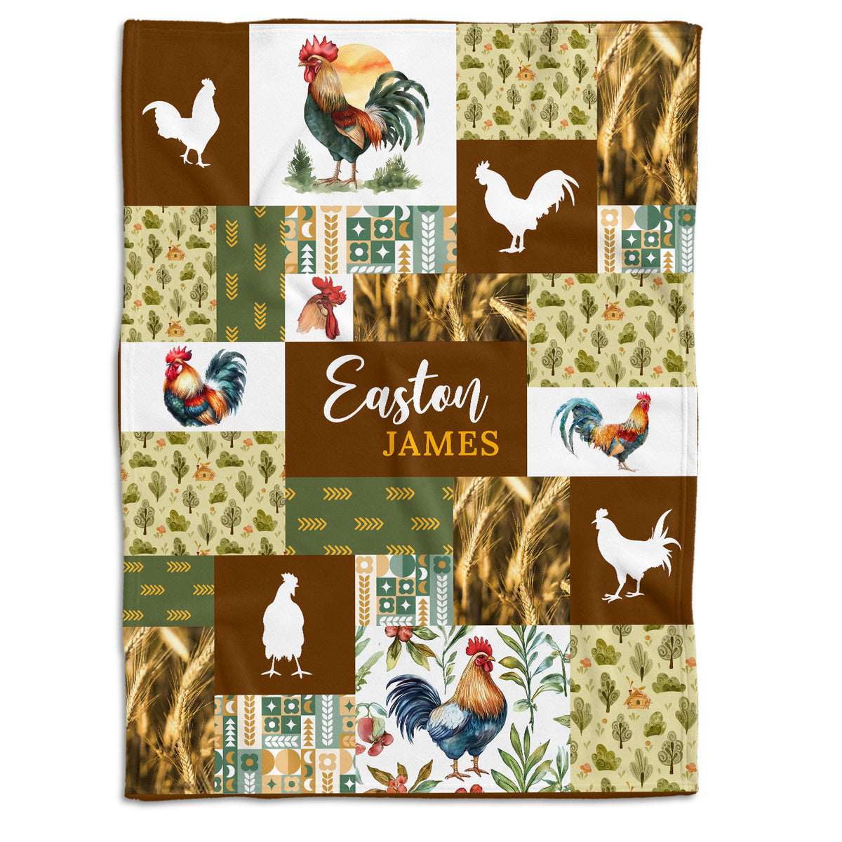 Farm Animals Baby Blanket, Personalized Baby Blankets for Boys Girls, Baby Nursery Bed Blankets Stroller Crib Shower Gifts (Blanket Chicken)