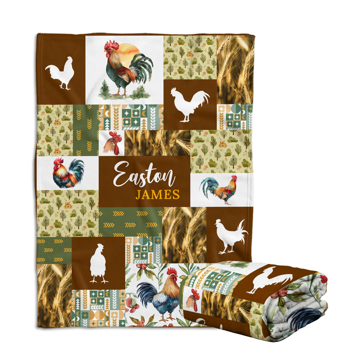 Farm Animals Baby Blanket, Personalized Baby Blankets for Boys Girls, Baby Nursery Bed Blankets Stroller Crib Shower Gifts (Blanket Chicken)