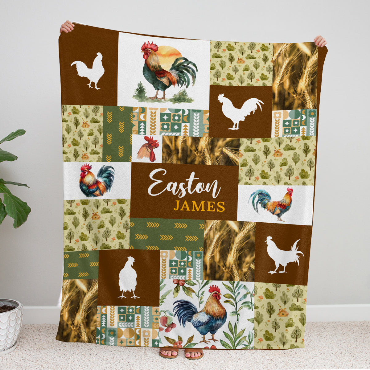 Farm Animals Baby Blanket, Personalized Baby Blankets for Boys Girls, Baby Nursery Bed Blankets Stroller Crib Shower Gifts (Blanket Chicken)