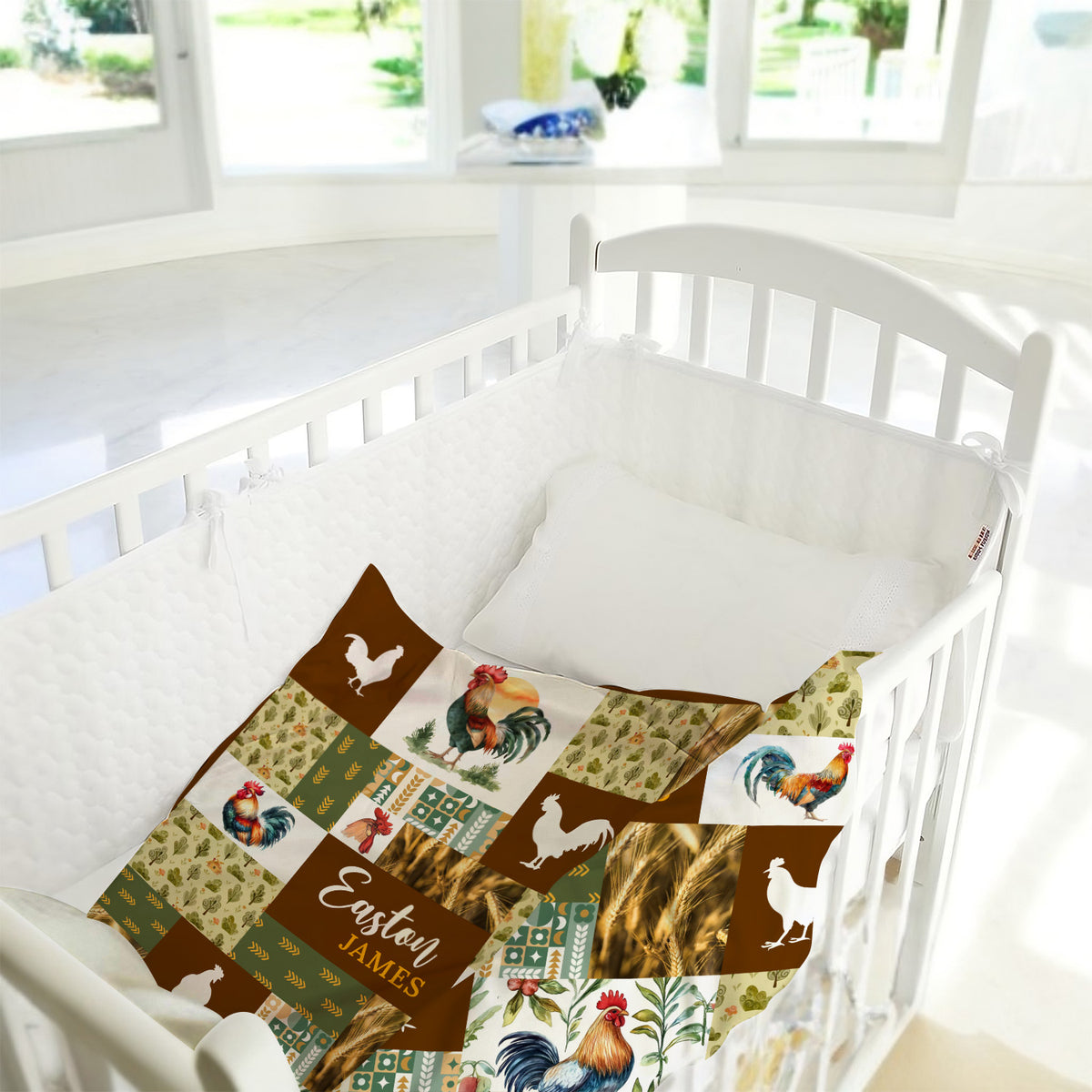 Farm Animals Baby Blanket, Personalized Baby Blankets for Boys Girls, Baby Nursery Bed Blankets Stroller Crib Shower Gifts (Blanket Chicken)