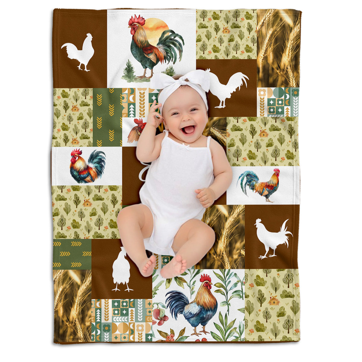 Farm Animals Baby Blanket, Personalized Baby Blankets for Boys Girls, Baby Nursery Bed Blankets Stroller Crib Shower Gifts (Blanket Chicken)