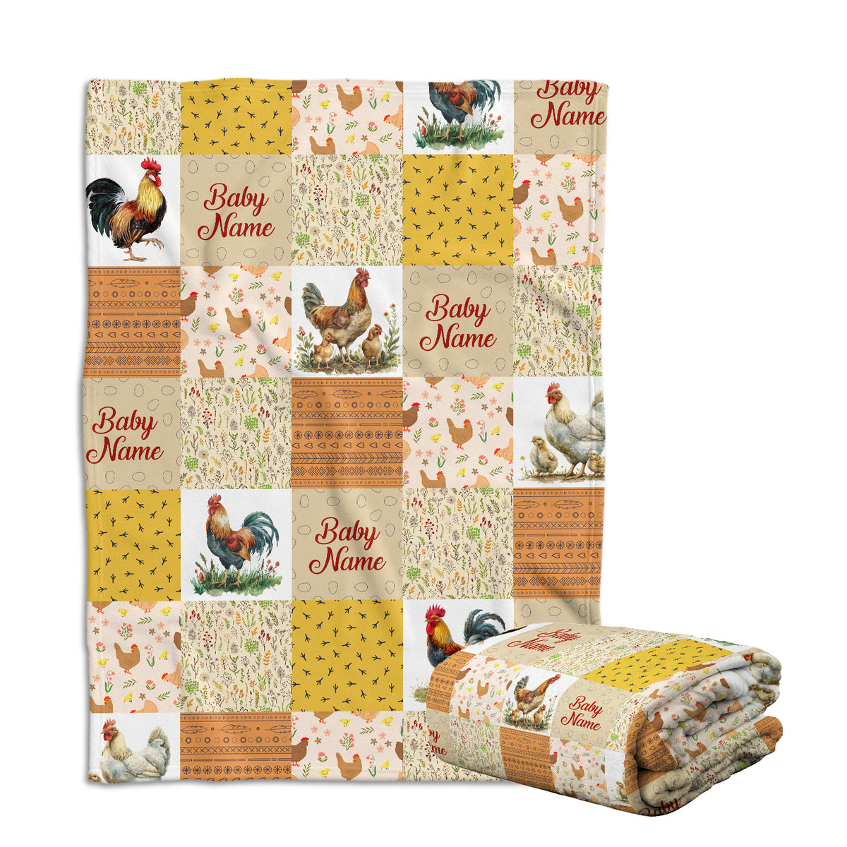 Farm Animals Baby Blanket, Personalized Baby Blankets for Boys Girls, Toddler Baby Nursery Bed Blankets Stroller Crib Shower Gifts (Chicken)