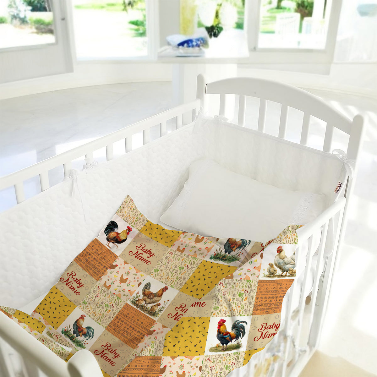 Farm Animals Baby Blanket, Personalized Baby Blankets for Boys Girls, Toddler Baby Nursery Bed Blankets Stroller Crib Shower Gifts (Chicken)