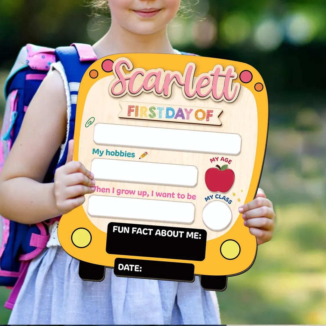 First Day of School Sign, Last Day of School Sign, Custom Name Sign, Preschool Back To School Dry Erase Sign, 1st Day Of School Board