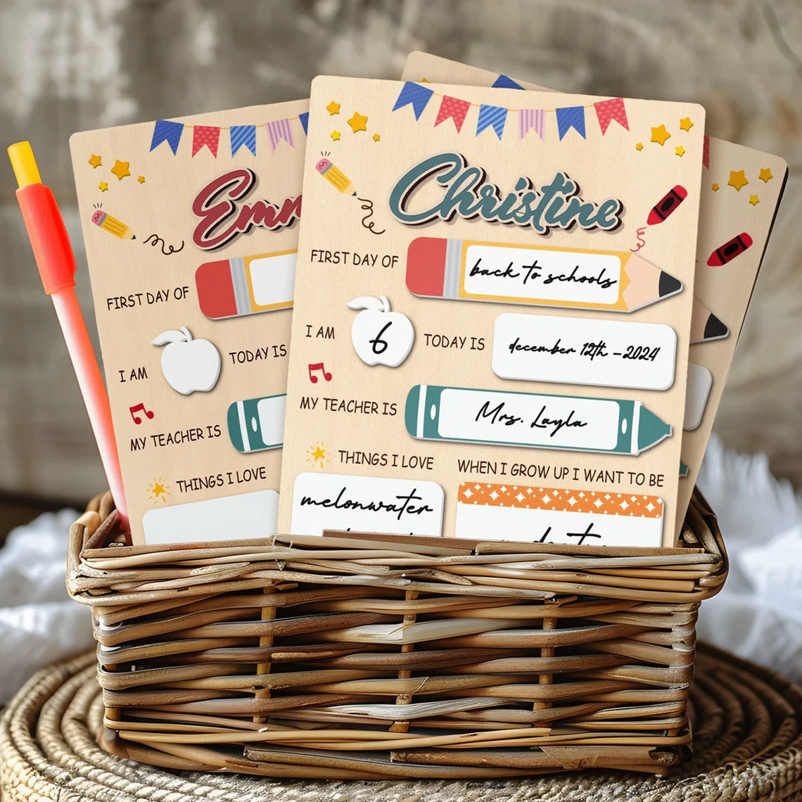 First & Last Day of School Interchangeable Sign, Personalized Wooden School Board Gift for Student