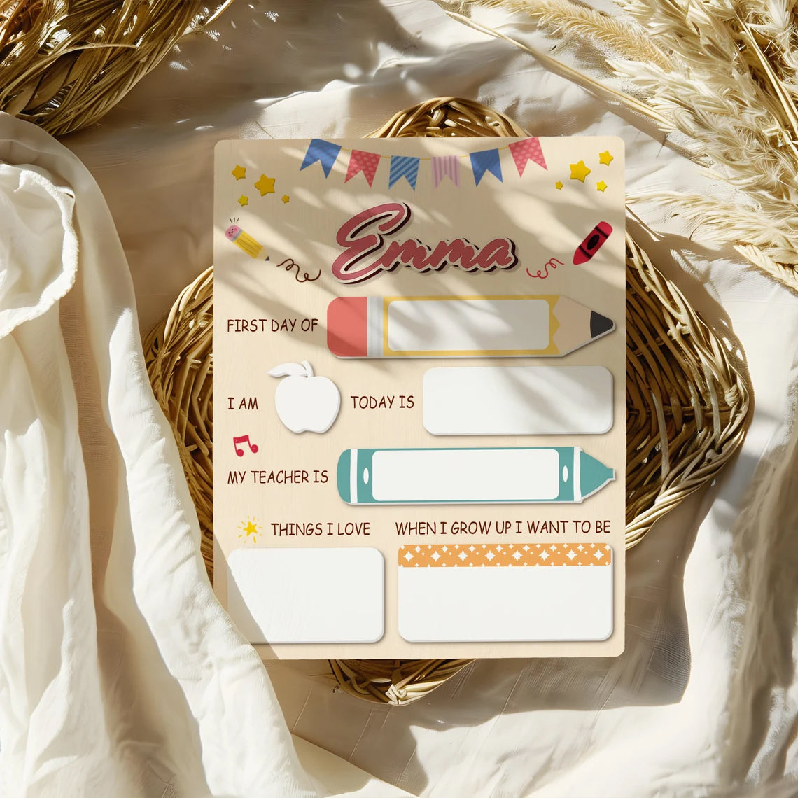 First & Last Day of School Interchangeable Sign, Personalized Wooden School Board Gift for Student