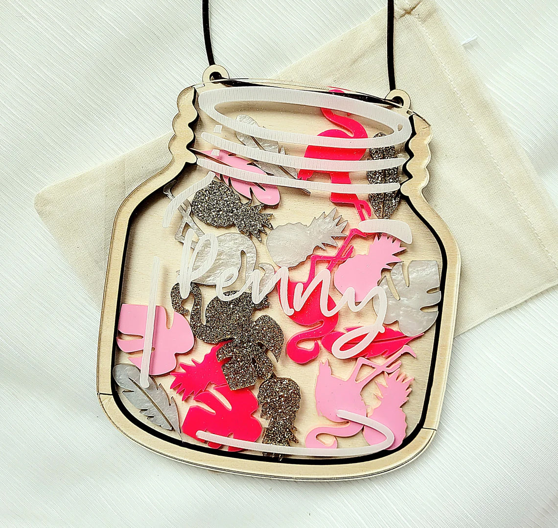 Flamingo - Personalized Kids Reward Jar For Kids Or Teachers or Family, 20 Flamingo Theme Tokens Included