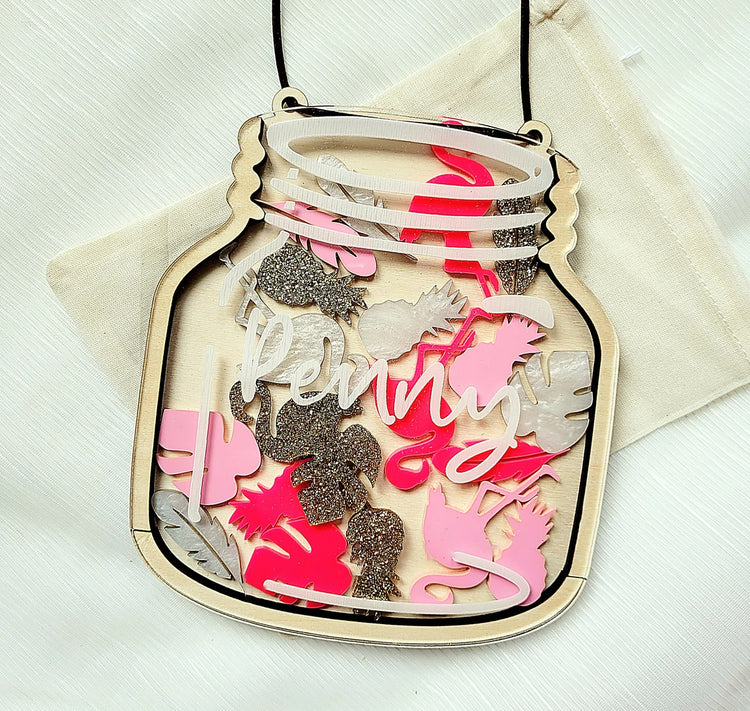 Flamingo - Personalized Kids Reward Jar For Kids Or Teachers or Family, 20 Flamingo Theme Tokens Included