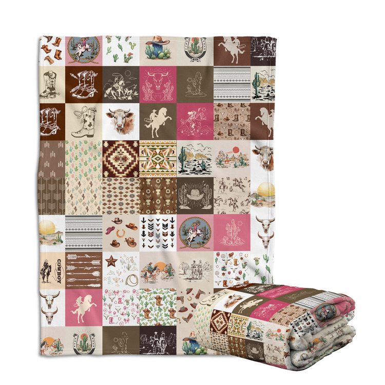 Western Baby Blanket for Boys Girls, Cowboy Baby Blankets for Newborns, Toddlers, Kids