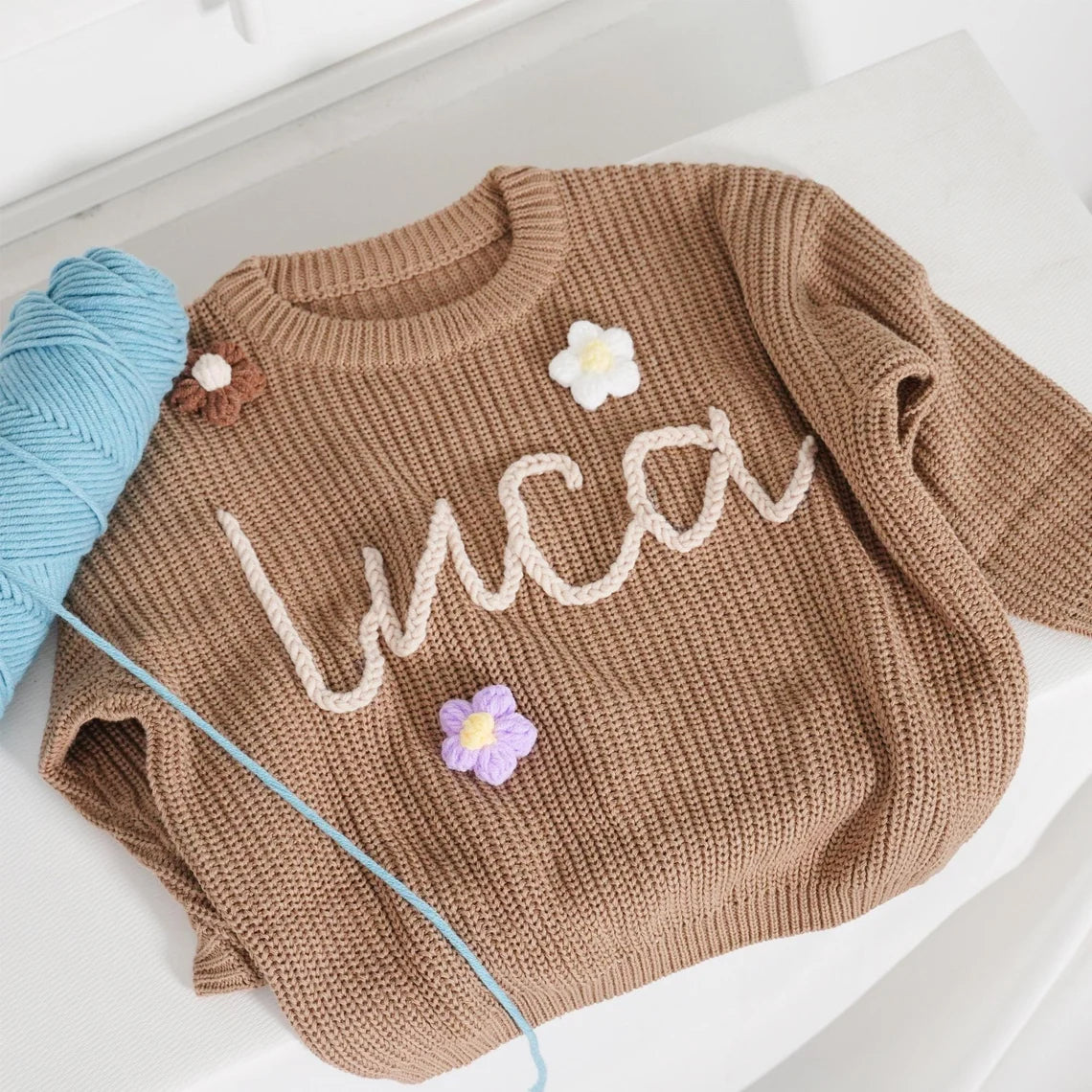 Hand Embroidery Sweaters, Custom Toddler Sweaters, Knit Sweater, Baby Jumper, Gifts for Daughters, Nursery Gifts, Baby Gift