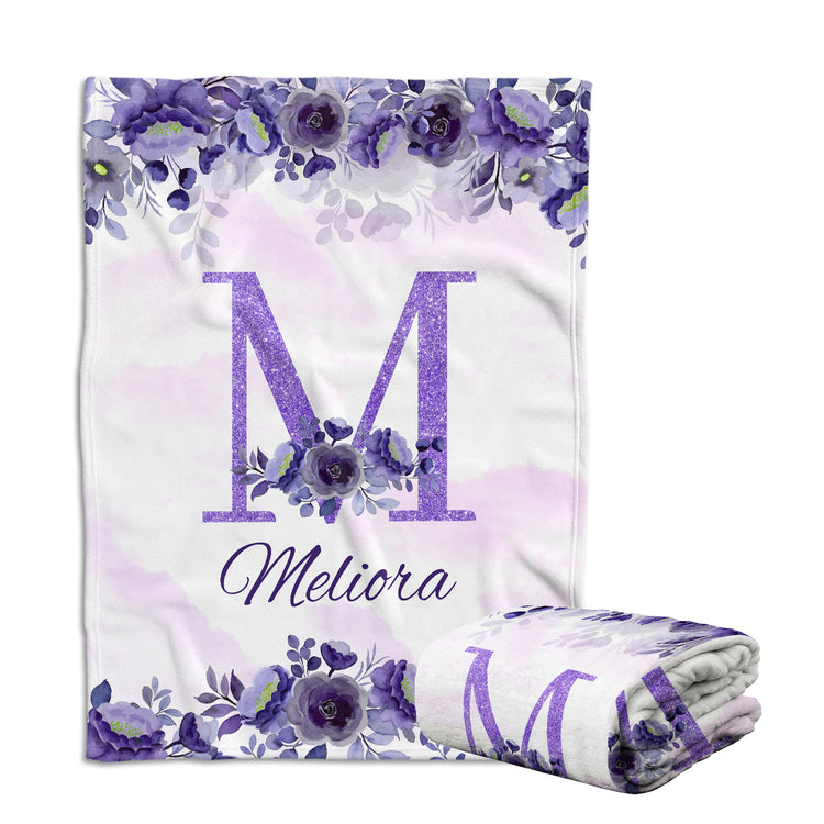 Initials Name Baby Blankets, Personalized Girls Swaddle Blankets, Soft Plush Baby Blankets for Girls & Newborn Infants