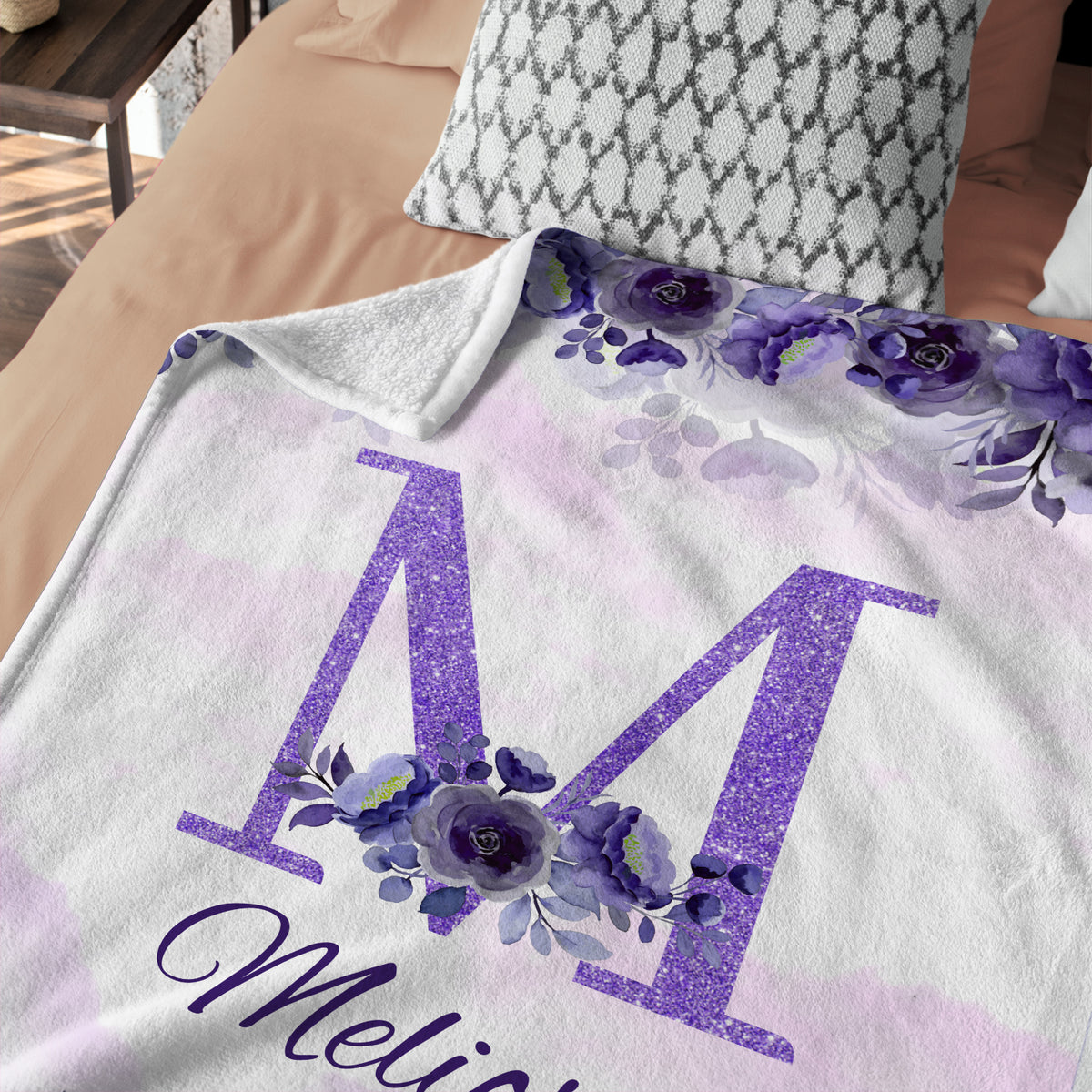 Initials Name Baby Blankets, Personalized Girls Swaddle Blankets, Soft Plush Baby Blankets for Girls & Newborn Infants