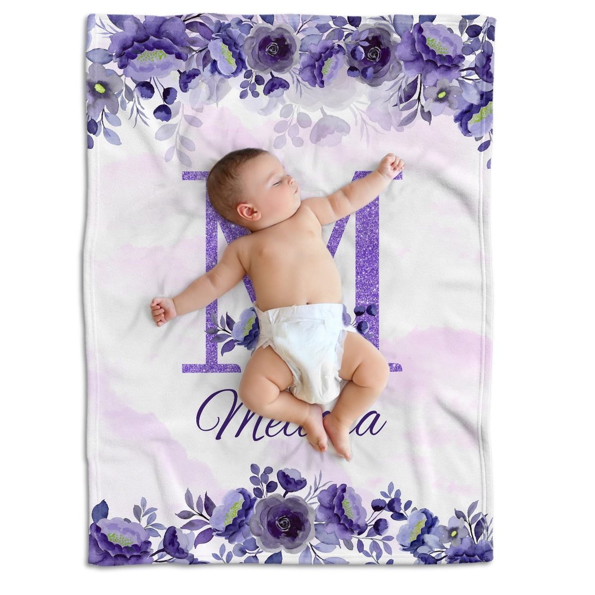 Initials Name Baby Blankets, Personalized Girls Swaddle Blankets, Soft Plush Baby Blankets for Girls & Newborn Infants