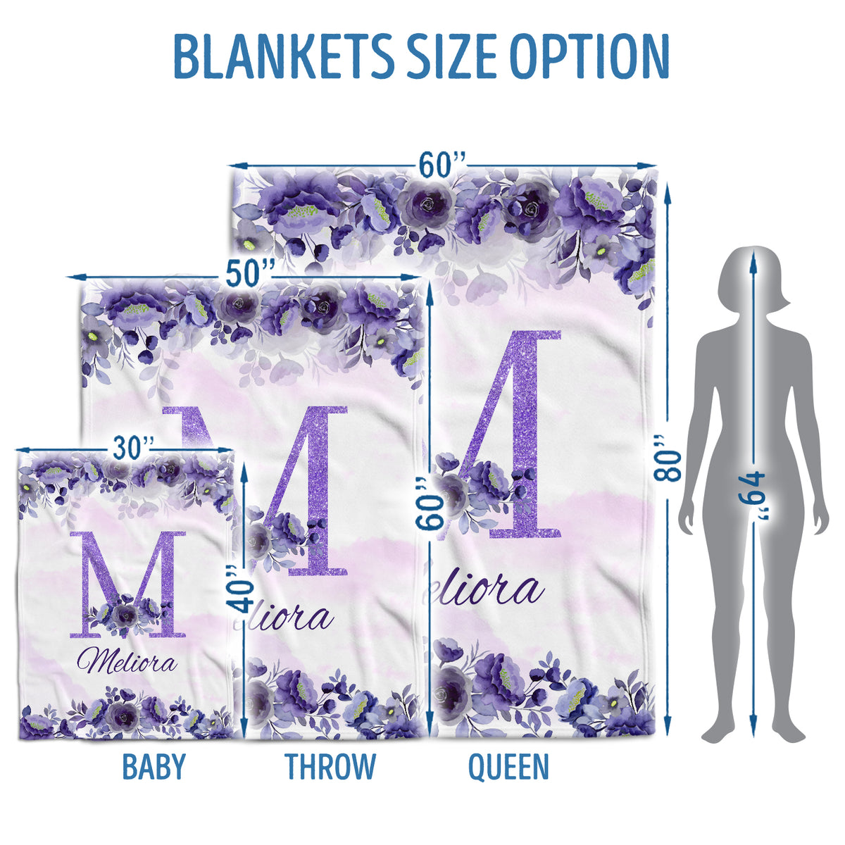 Initials Name Baby Blankets, Personalized Girls Swaddle Blankets, Soft Plush Baby Blankets for Girls & Newborn Infants