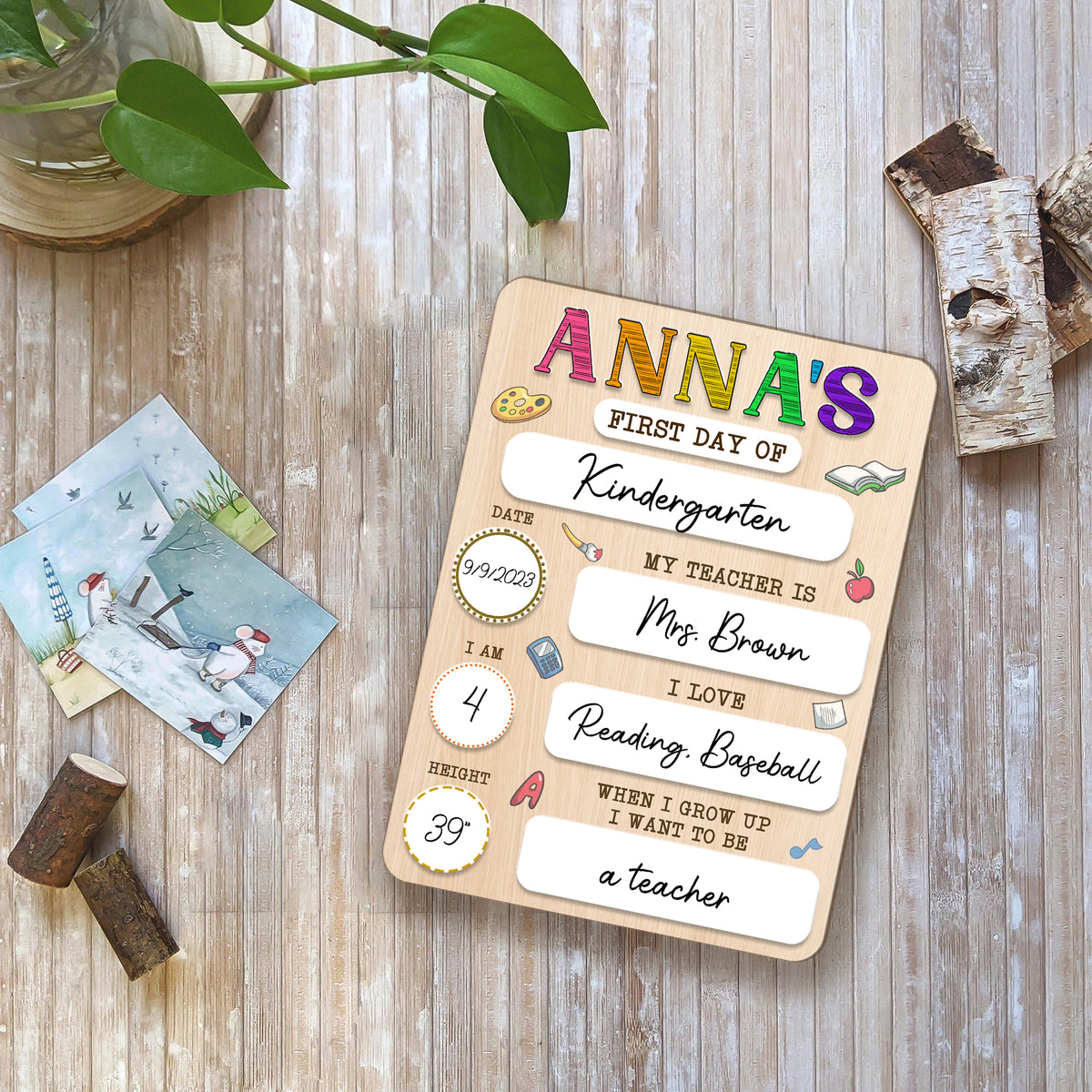 Personalized Wooden Sign For Kindergarten, First & Last Day Of School Board, Back To School Sign, Class Of 2025 Gift