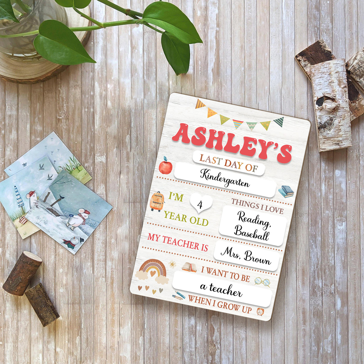1st Day of Preschool Sign, Personalized Wooden School First & Last Day of School Board, Kindergarten Sign for Toddler, Class of 2025 Gift