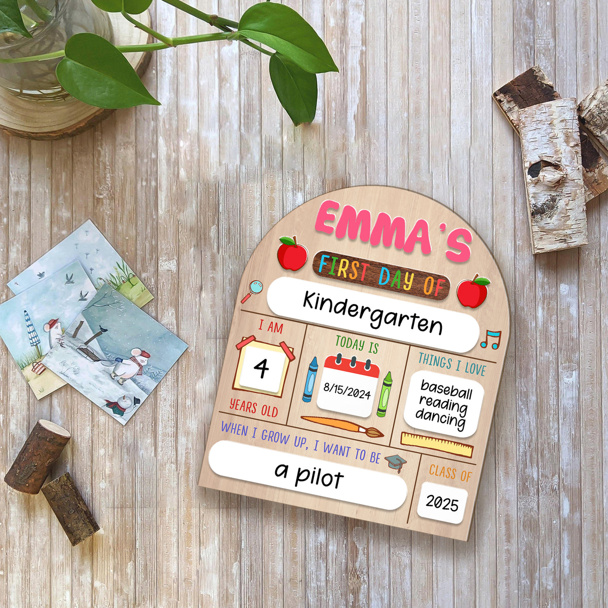 First & Last Day of School Board, Back to School Sign, Personalized Wooden Sign for Kindergarten, Class of 2025 Gift