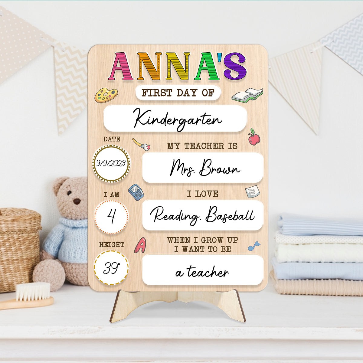 Personalized Wooden Sign For Kindergarten, First & Last Day Of School Board, Back To School Sign, Class Of 2025 Gift