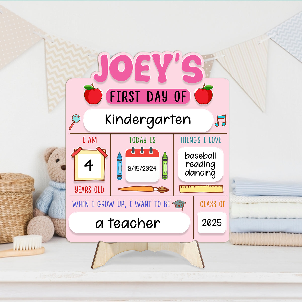 Personalized Wooden School Board Gift Student, First & Last Day of School Board, Kindergarten Sign for Toddler, Gift For Kids