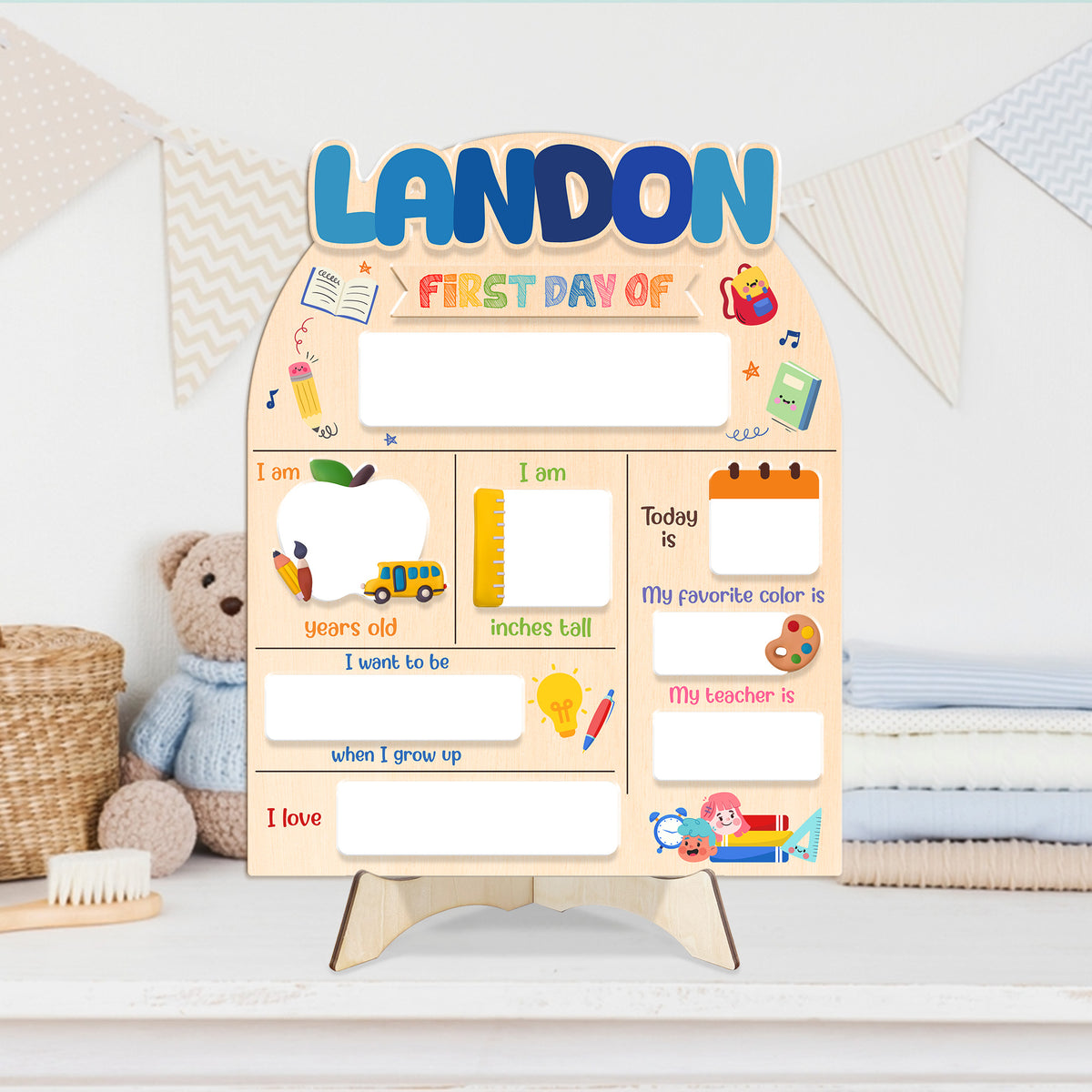 Personalized Wooden School Board Gift Student, First & Last Day of School Sign, Class of 2025 Gift